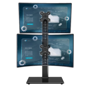 桌上型13~32吋直立式懸掛雙螢幕支架底座-DM-041-D